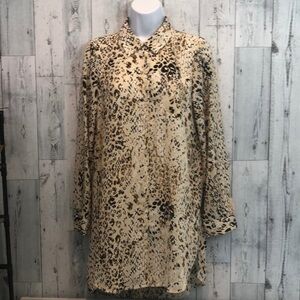 NWT Spense Animal Print Roll Tab Sleeves Tunic M